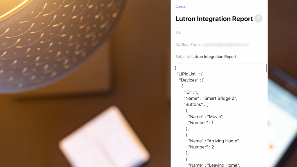 Lutron RA2 Select Integration ID email