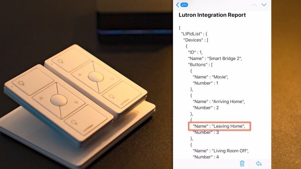Lutron RA2 Select Scenes Integration ID